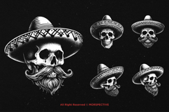 10 Bundle Dark Art Skull Sombrero Hat Mexican Traditional Product Image 5