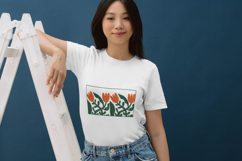 Folk Tulip Border Floral Embroidery Design Product Image 3