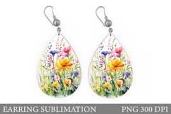 Wildflowers Earring Design. Summer Flowers Teardrop Earring Product Image 1