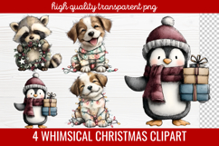 4 Whimsical Christmas Clipart | Cute Holiday PNG Set Product Image 1