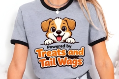 Powered by Treats and Tail Wags Cute Puppy Shirt Design Product Image 3