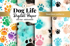 Dog Paw Digital Paper Seamless Scrapbook Paper Product Image 1