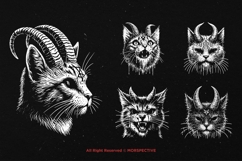 10 Bundle Dark Art Cats Devil Demon Beast with Horn Tattoo Product Image 5