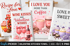 Valentine Kitchen Towel PNG, Valentine day Sublimation, Love Product Image 2