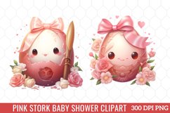 Pink Stork Baby Shower Clipart Sublimation Product Image 4