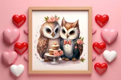Couple Owl Valentines Day Clipart, Couple Owl Clipart Product Image 3