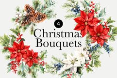 Watercolor Christmas Clipart - Christmas Bouquets - Winter Product Image 1