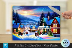 Snow Covered Village Christmas Cutting Board PNG Design Product Image 1