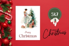 Christmas Greeting Card, Watercolor Ballerina Greeting Card Product Image 3
