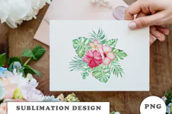 Watercolor Tropical Flowers Bouquet png Product Image 3
