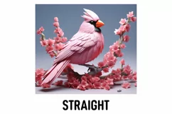 3D Pink Cardinal Bird Tumbler Sublimation Wrap | 3D Tumbler Product Image 2