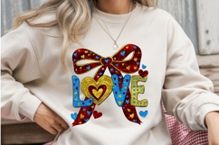 LOVE Valentine Glitter Bow Sublimation PNG | Pink &amp; Gold Product Image 2