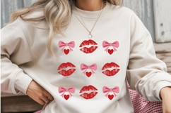 Valentine Lips Bow PNG, Kiss Pattern Valentine Design, Pink Product Image 3