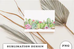 Watercolor Cactus and Succulents Seamless Border PNG Product Image 3