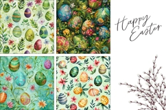 Easter Pillow Case Template, Watercolor Easter Eggs Pillow Product Image 3