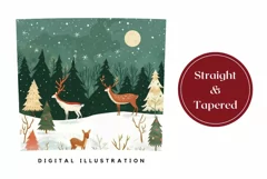 Christmas Tumbler Wrap, Christmas Night Tumbler, Deer PNG Product Image 3