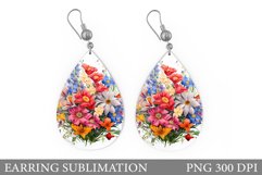 Flowers Earring Sublimtion. Wildflowers Earring Design Product Image 1