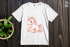 Cute Pink Baby Unicorn Watercolor Clipart Sublimation PNG Product Image 3