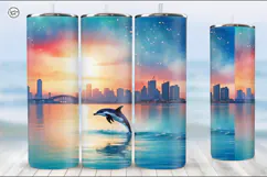 Dolphin Tumbler Sublimation, 20 oz Tumbler Wrap Product Image 3