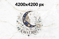 Rhinestone Crescent Moon PNG In My Own Orbit Sublimation Product Image 2