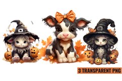 Watercolor Cute Baby Cow Sublimation Clipart, PNG Product Image 1