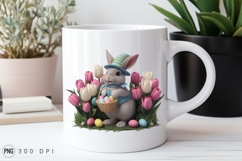 Easter Bunny With Eggs And Tulips Decoration Sublimation PNG Product Image 2
