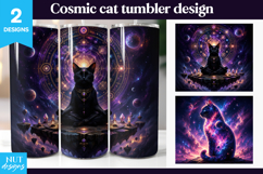 Cosmic Meditation Cat Tumbler Wrap magic tumbler, galaxy cat Product Image 1