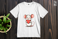 Cute Mouse Holding Heart Clipart Sublimation PNG Product Image 2