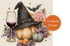 Floral Halloween Hat Tumbler, Magic Pumpkins Tumbler Design Product Image 3