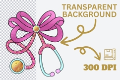 Glitter Bow Stethoscope PNG Nurse Clipart for Medical Fashio Product Image 4