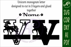 Unicorn Capital Monogram Letter name sign V SVG Product Image 3