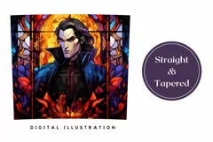 Stained Glass Halloween Tumbler Wrap, Vampire PNG Product Image 3