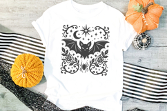 Gothic Bat with Moon, Stars, Roses and Spider Halloween SVG Product Image 2