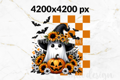 Cute Halloween Ghost PNG, Sunflower Pumpkin Sublimation Product Image 2
