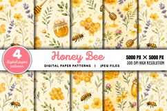 Honey Bee Digital Paper Bundle JPG Product Image 1