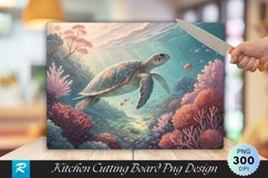 Majestic Turtle an Underwater World cutting Board PNG Product Image 1