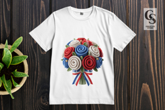 Patriotic Crochet Flower Bouquet Clipart Sublimation PNG Product Image 3
