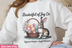 Basketful of Joy PNG, Vintage Easter Rabbit Bunny PNG Product Image 3