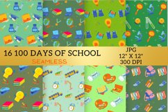 Green 100 Days of School Digital Paper Patterns Design Product Image 3