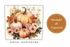 Watercolor Pumpkins Tumbler Wrap Design, Thanksgiving PNG Product Image 3