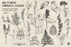 Forest Life line art collection Svg Png Eps Product Image 3