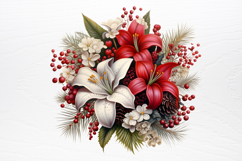 Christmas Flower Bouquet Clipart PNG Product Image 3