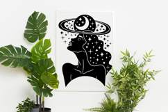 Moon Girl SVG PNG EPS Ai/ Woman With Stars Silhouette Art Product Image 1