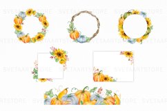Watercolor Pumpkin Clipart, Autumn Pumpkins composition Product Image 2