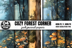 Cozy Forest Corner Junk Journal Paper Patterns Bundle PNG Product Image 4