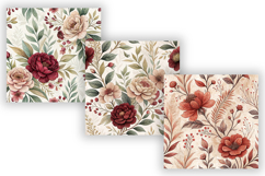 Dusty Red Floral Seamless Pattern Bundle, Romantic Vintage Product Image 6