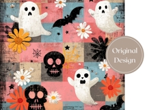 Skull Tumbler Wrap, Cartoon Halloween Ghost Tumbler PNG Product Image 3