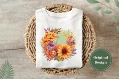 Watercolor Fall Wreath PNG, Floral Wreath Sublimation PNG Product Image 3