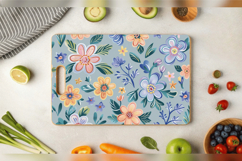 Pastel Embroidery Flowers Cutting Boards sublimation Designs Product Image 3