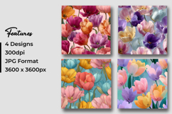Colorful Tulip Flower Digital Paper Pattern Product Image 3